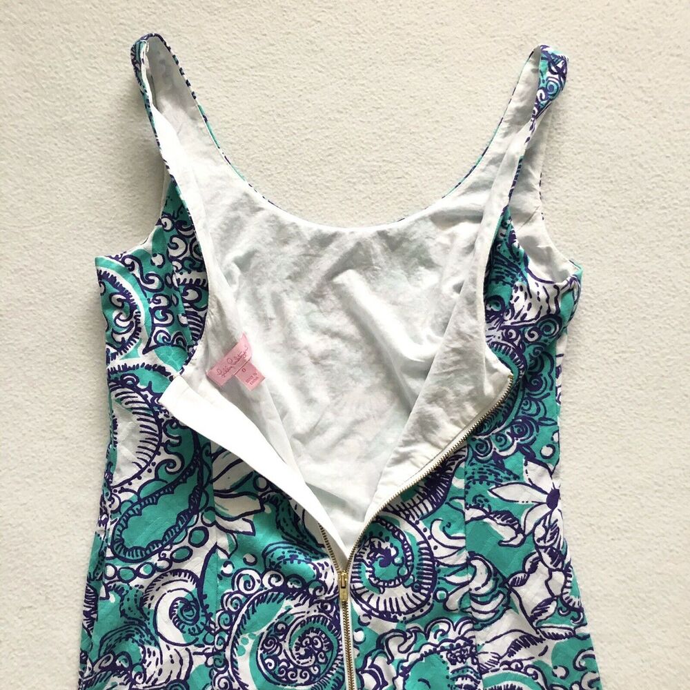 Lilly Pulitzer Women Seafoam Montauk Gold Tassel Eaton Shift Sleeveless Dress 0 - Picture 9 of 11